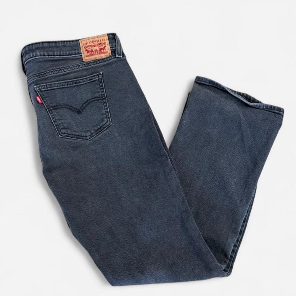 Levis Super Low Boot Dark Wash Distressed Jeans Mens 34x32 Grey Black
